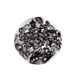 Kristall Glas Nagel Strass Flachrücken Gemischte Geometrische Form Mineralgrau DIY Maniküre Strass Dekorationen