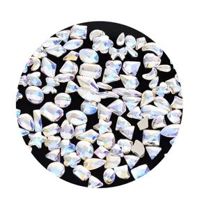 Strass per unghie piatti in cristallo AB vetro brillanti per decorazione nail art DIY