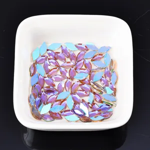 Flache Navette Nagel Strasssteine, Phantom Lila & Aurora Blau Glas DIY Nagelkunst Diamanten.