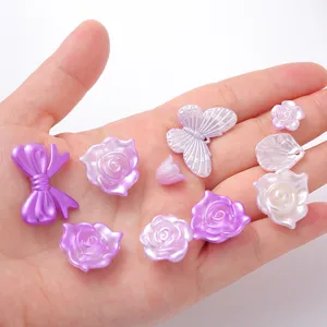 Pearlescent gradient baroque DIY resin rose flower bow and pearl accessories crafts