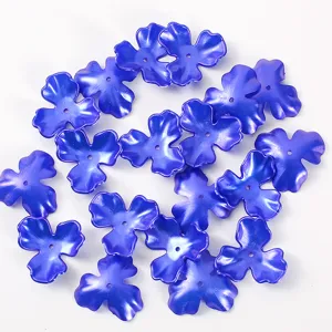 27mm cuentas de flores de tres pétalos azules accesorios de ramo artesanal DIY