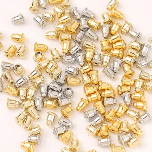 Goldene und silberne Kugel-Ohrringrueckseiten, Metall Ohrstopper fuer DIY Schmuckzubehoer.