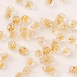 Transparente Silikon und 18k vergoldete Ohrringverschlüsse, sichere Stopper für Ohrstecker.