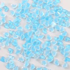 Mini strass d'ongles cœur bonbon glacé transparent, décorations 3D cœur bleu clair.