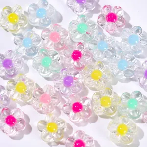 Acrylique perles fleurs de prunier couleur transparente bricolage bracelet collier accessoires