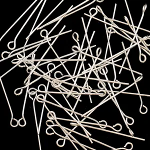 Silver eye pins and headpins bulk pack for DIY jewelry making, handmade earrings and beading.