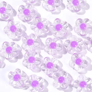 Perles acryliques transparentes fleurs de prunier colorées DIY bracelet collier accessoires
