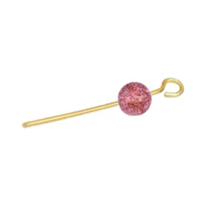 Gold-plated eye pin with pink bead DIY jewelry making component for handmade earrings.