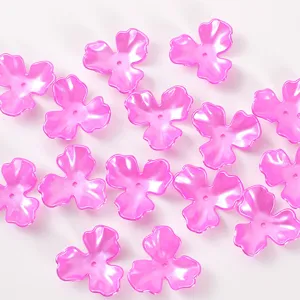 27mm cuentas de flores de tres pétalos rosas material floral de bricolaje para hermosos ramos