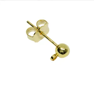 Goldfarbene Kugel-Ohrstecker-Fassung mit Öse und Schmetterlingsverschluss für DIY-Schmuck.