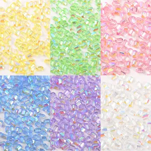 Diamantes de Imitación Rectangulares para Uñas con Cristal Colorido de Cubo de Hielo Mágico Aurora Decoración de Manucure DIY