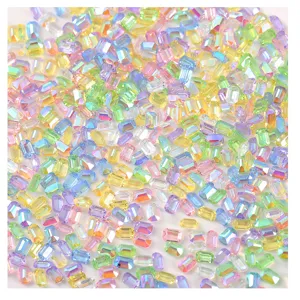 Strass de uñas aurora rectangulares coloridos, cristales transparentes para decoración.