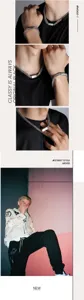 Vue détaillée du collier élégant à mailles cubaines superposées et du bracelet assorti.