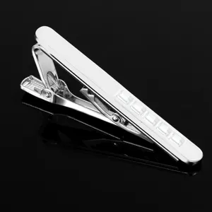 Silver metal tie clip for men with sparkling square rhinestones business suit accessories