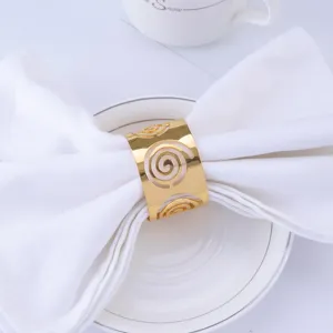 Europäischer Stil Gold Legierung Serviettenringe Modern Minimalistisch Ausgehöhlte Metall Serviettenhalter Schnallen Für Abendessen Party Hochzeit Restaurant Tisch Dekoration