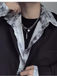 Collier double couche pour homme collier clavicule hip-hop minimaliste élégant tendance
