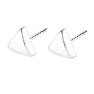 Pendientes de botón triangulares plateados simples, joyería geométrica minimalista diaria.