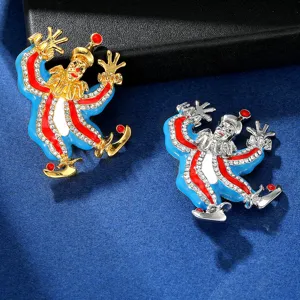 Set spilla clown in strass con colori smaltati vivaci, eleganti accessori di abbigliamento.