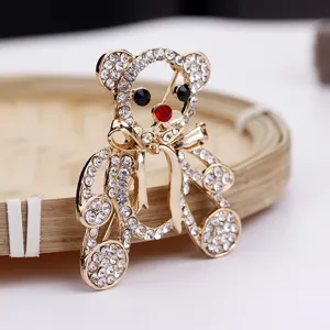Elegante strass bär broche goldfarben modische kristall anstecknadel für kleidung accessoire.