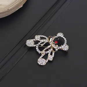 Glänzende Strass Bär Brosche Modeschmuck für Damen Tier Stil Geschenkaccessoire elegant.
