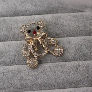 Zirkonia Strass Teddy Bär Brosche Süß Mode Reversnadel Kostüm Schmuck Accessoire