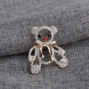 Mode Legierung Strass Bär Brosche Süße Cartoon Tier Revers Nadel Gold Glänzend Kristall Brosche Für Kleid Anzug Zubehör Herren Damen