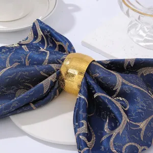 Metall Trommel Serviettenring mit blau blau gold gemusterten Stoffservietten fur Hotel Dekor