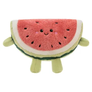 Cute watermelon plush toy soft fruit pillow smiling fruit cushion for sofa and home decoration