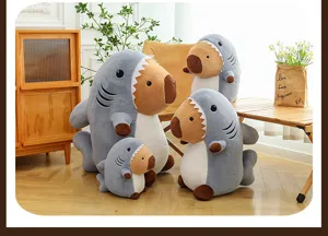 Cute shark capybara plush toy funny stuffed animal soft doll sleeping hugging pillow gift