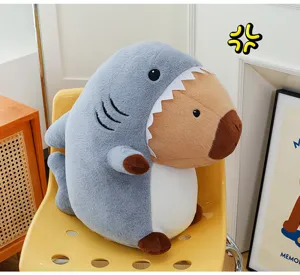 Cute Shark Capybara Plush Toy Stuffed Animal Soft Pillow Creative Doll Birthday Gift