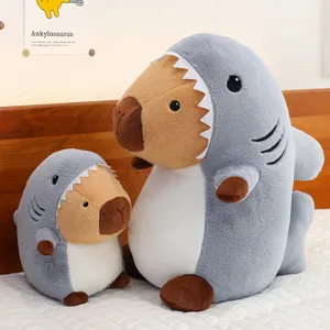 Cute Capybara Shark Plush Toy Stuffed Animal Soft Pillow Cute Cartoon Doll Birthday Gift For Kids And Adults
