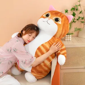 Cute fat orange cat plush toy, large stuffed kitty pillow doll for cozy kids and home decor.