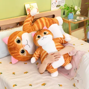 Cute chubby orange cat plush toy simulation kitty stuffed doll soft pillow for kids gift