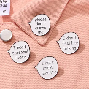 Fashion Alloy Enamel Pin Simple Chat Bubble English Letter Brooch Slogan Badge Lapel Pin Jewelry Gift For Men Women