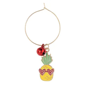 Charm marqueur de verre à vin ananas anneau métal décoration de fête accessoire 1pc