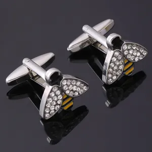 Westerse Stijl Legering Strass Bij Manschettenknopen Glanzende Kristal Dierenvorm Manschettenknopen Zakelijk Banket Overhemd Sieraden Accessoires Voor Heren Dames