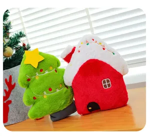 Weihnachten Plüschtier Set, süsses Baum und Haus Design, weicher Stoff, schöne festliche Deko.