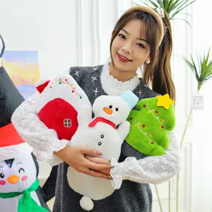 Weihnachten Plueschspielzeug Set mit suessem Schneemann Haus und Baum weiche Geschenke