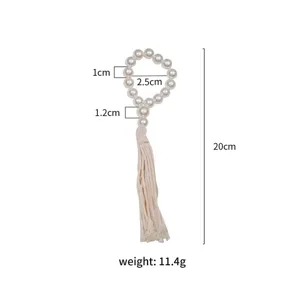 Pearl tassel napkin ring table decor wedding party dining accessory dimension display