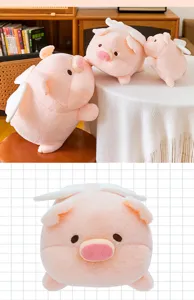 Cute flying pig plush toy with wings, soft stuffed animal doll pillow gift for girls.