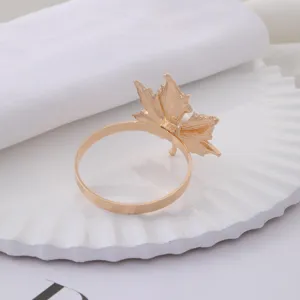 Gold maple leaf napkin ring for hotel restaurant table setting wedding party decor.