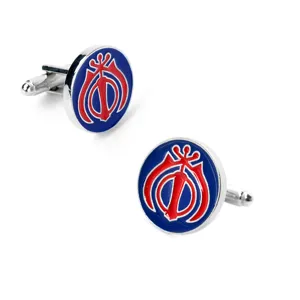 Vintage round blue and red enamel metal cufflinks for men stylish shirt accessories.