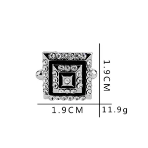 Men square rhinestone cufflink french shirt geometric crystal silver metal accessory