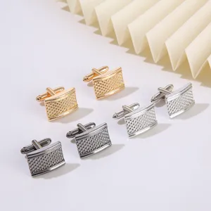 Men metal business cufflinks square checkered pattern cuff links 3 pairs set wholesale