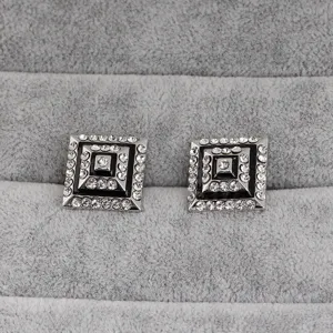 Mens geometric square rhinestone cufflinks for french dress shirt luxury metal accessories