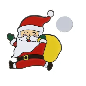 Christmas Santa Claus enamel magnetic brooch pin holiday alloy clothing accessories gift.