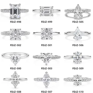 Elegant 925 Sterling Silver Moissanite Ring Luxury Geometric Cut Wedding Promise Ring Platinum Plated Fine Hand Jewelry For Women Gift