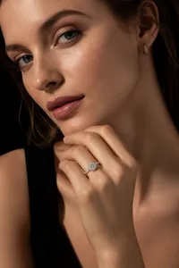 Stunning 925 sterling silver moissanite ring featuring a brilliant six-petal floral halo design.