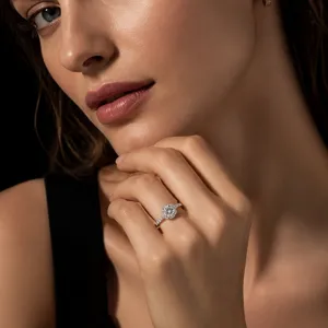 925 Sterling Silver 1Ct Moissanite Six Petal Flower Ring Luxury Pave Diamond Women Jewelry