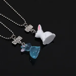 Leuke kinderen beste vriend konijn hanger ketting set hars sieraden voor meisjes